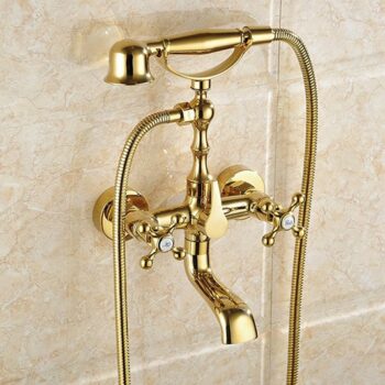 Retro Gold Bathtub Faucet & Shower Set