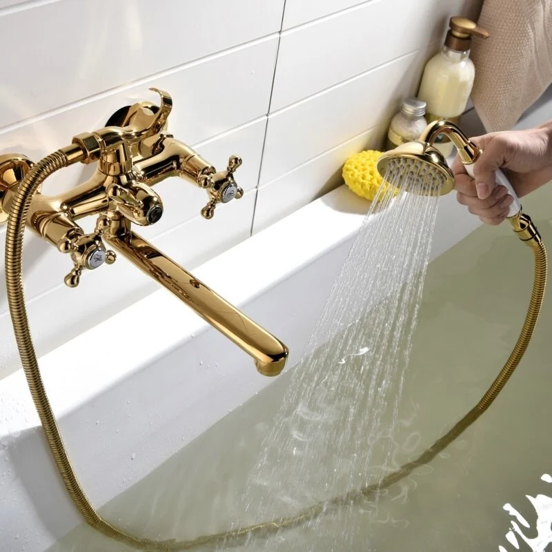 Gold Bathtub Faucet & Shower Set  -  Gold Shower Sets & Bathtub Faucets