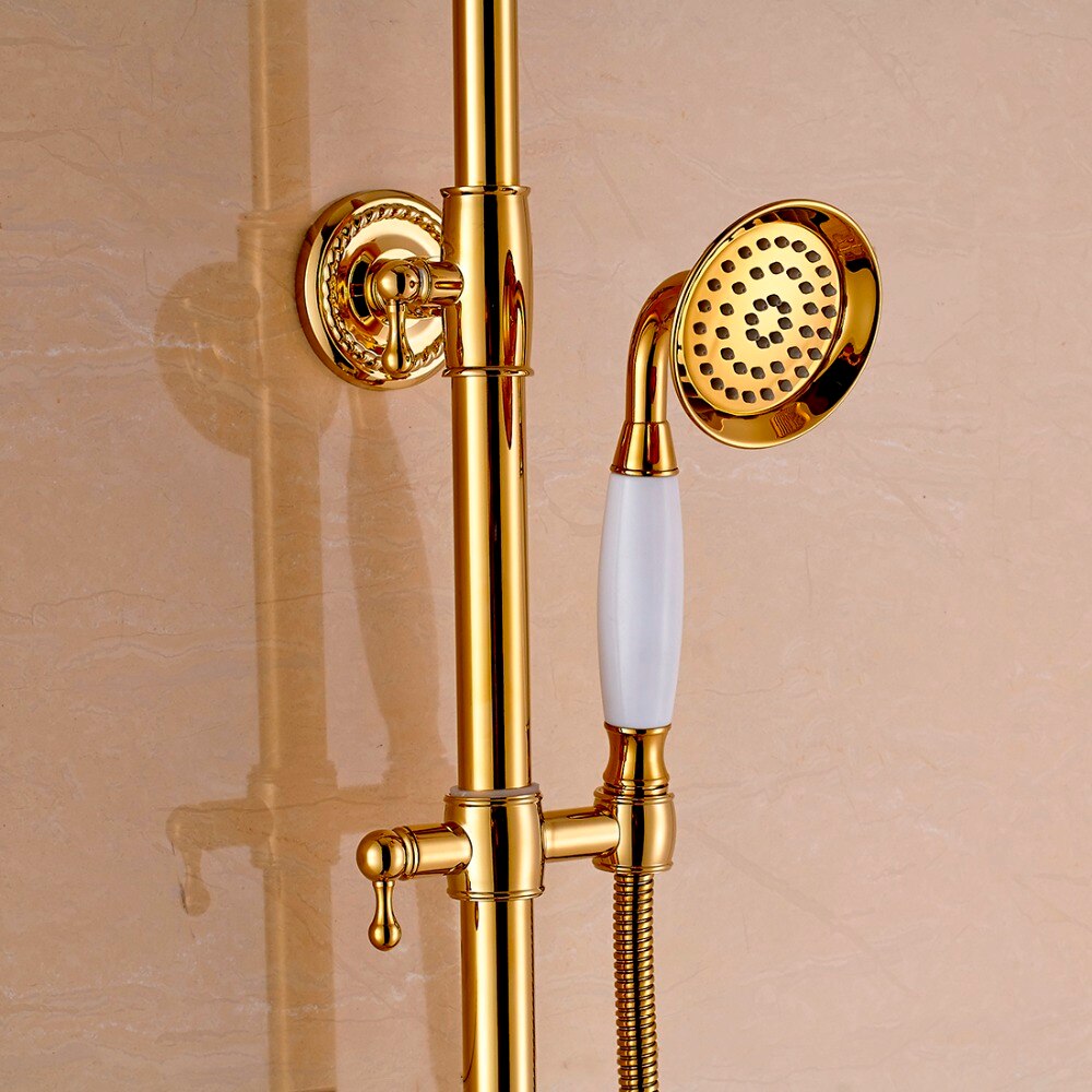 Retro Gold Bathroom Shower Set With Diamonds Gold Shower Sets & Bathtub Faucets