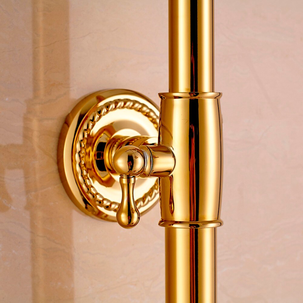 Retro Gold Bathroom Shower Set With Diamonds  -  Gold Shower Sets & Bathtub Faucets