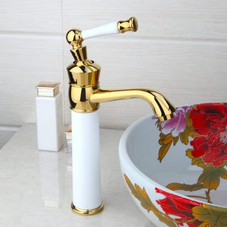 White & Gold Bathroom Basin Faucet - Royal Toiletry Global