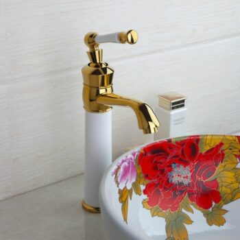 White & Gold Bathroom Basin Faucet