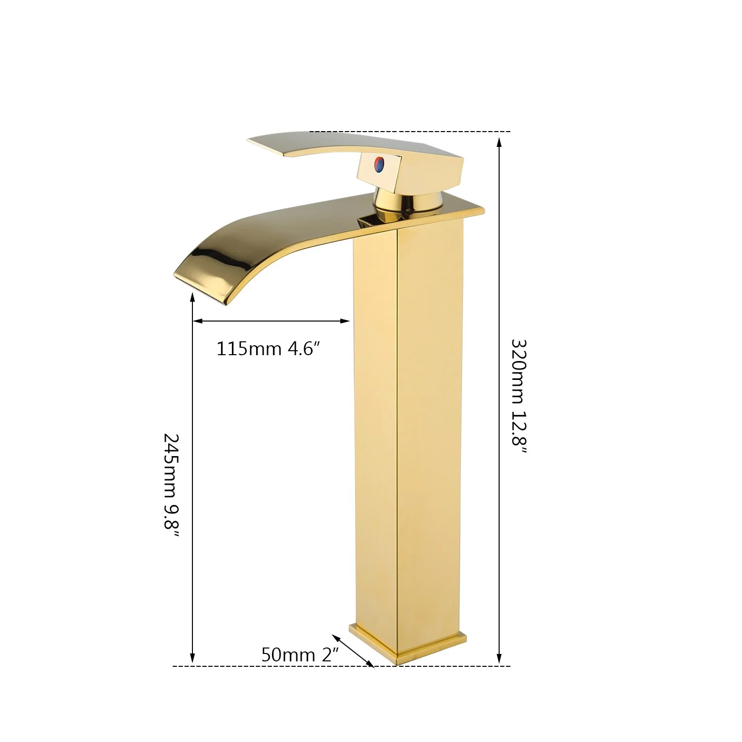 Angular Gold Waterfall Bathroom Faucet  -  Gold Water Taps & Faucets