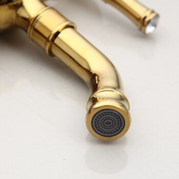 Gold Bathroom Basin Faucet With Diamond Handle (Tall)