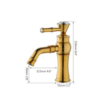 Gold Bathroom Basin Faucet With Diamond Handle (Short)