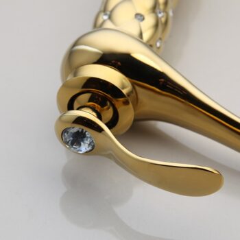 Gold Bathroom Basin Faucet With Diamonds
