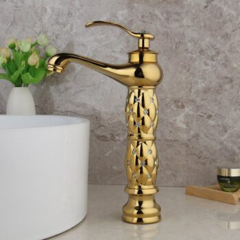 Gold Bathroom Basin Faucet With Diamonds