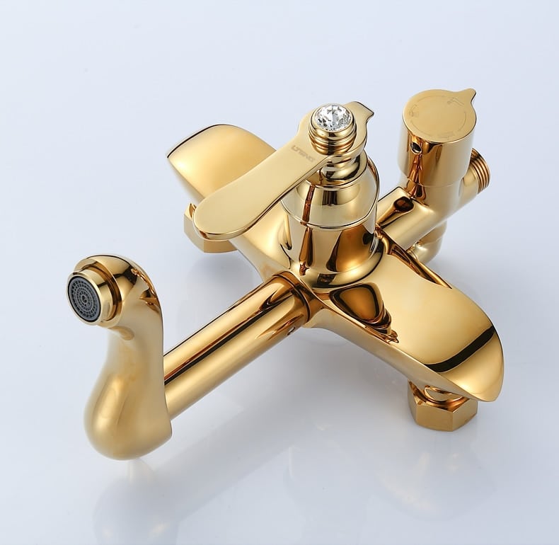 Gold Bathroom Shower Set With Diamond Handle Gold Shower Sets & Bathtub Faucets
