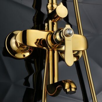 Gold Bathroom Shower Set With Diamond Handle