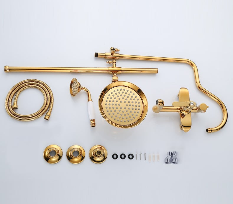 Gold Bathroom Shower Set With Diamond Handle Gold Shower Sets & Bathtub Faucets