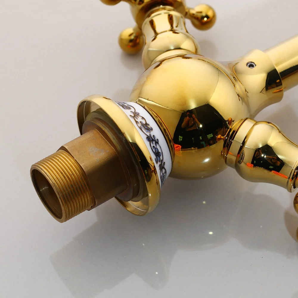 Vintage Gold Bathroom Dual Handle Faucet  -  Gold Water Taps & Faucets