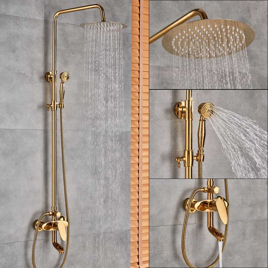 Exclusive Luxury Gold Bathroom Shower Set  -  Gold Shower Sets & Bathtub Faucets