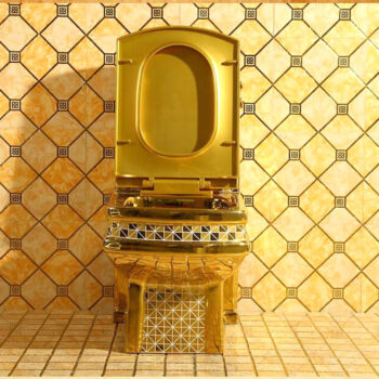 Deluxe Gold Toilet With Diamonds Pattern