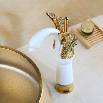 White & Gold Swan Faucet