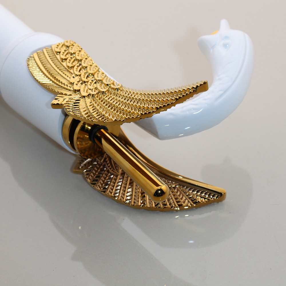 White & Gold Swan Faucet Gold Water Taps & Faucets