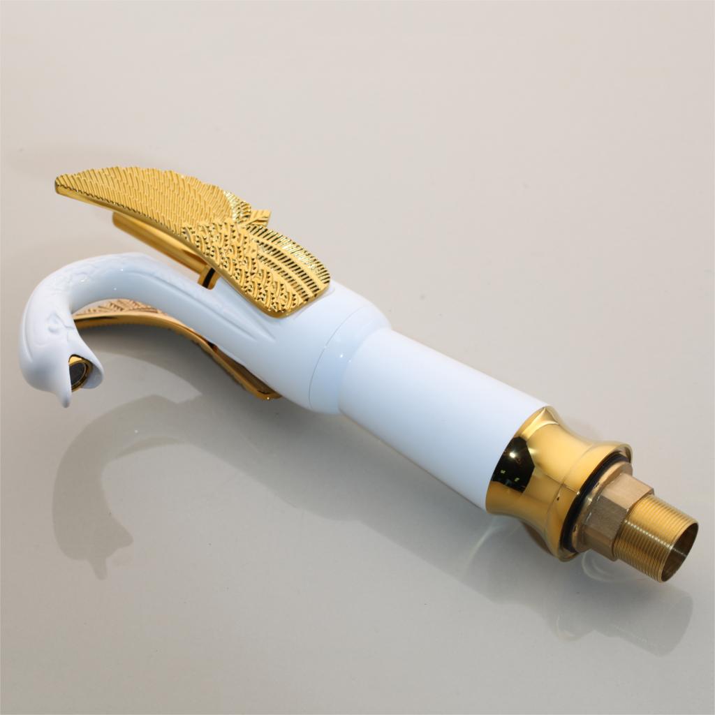 White & Gold Swan Faucet Gold Water Taps & Faucets