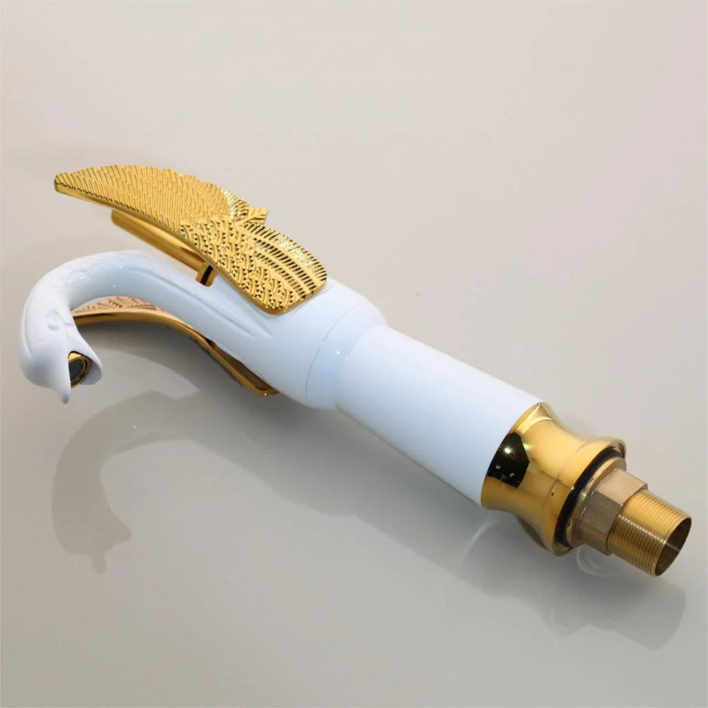 White & Gold Swan Faucet  -  Gold Water Taps & Faucets
