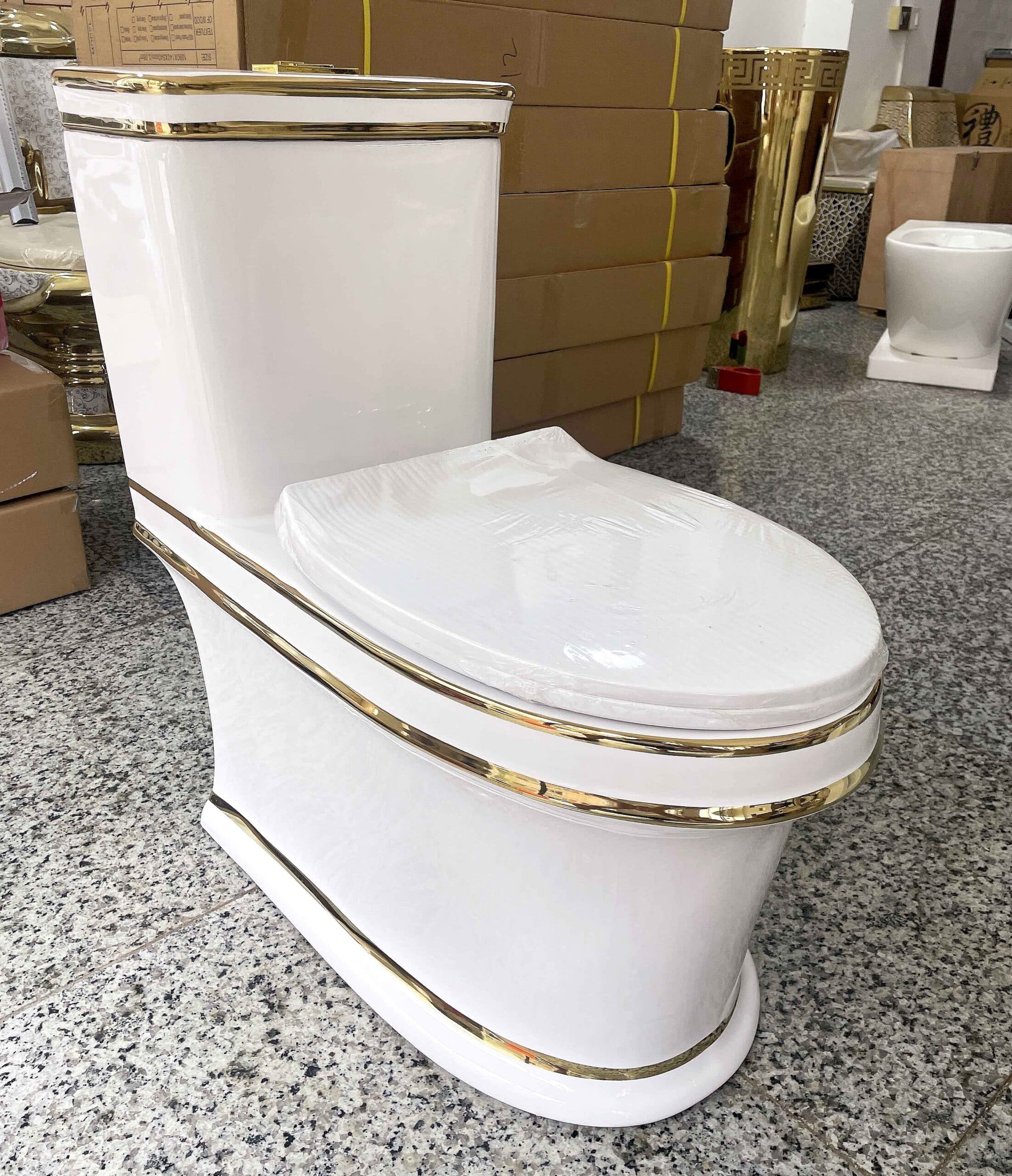Luxury Toilet With Gold Lines  -  Gold Toilets