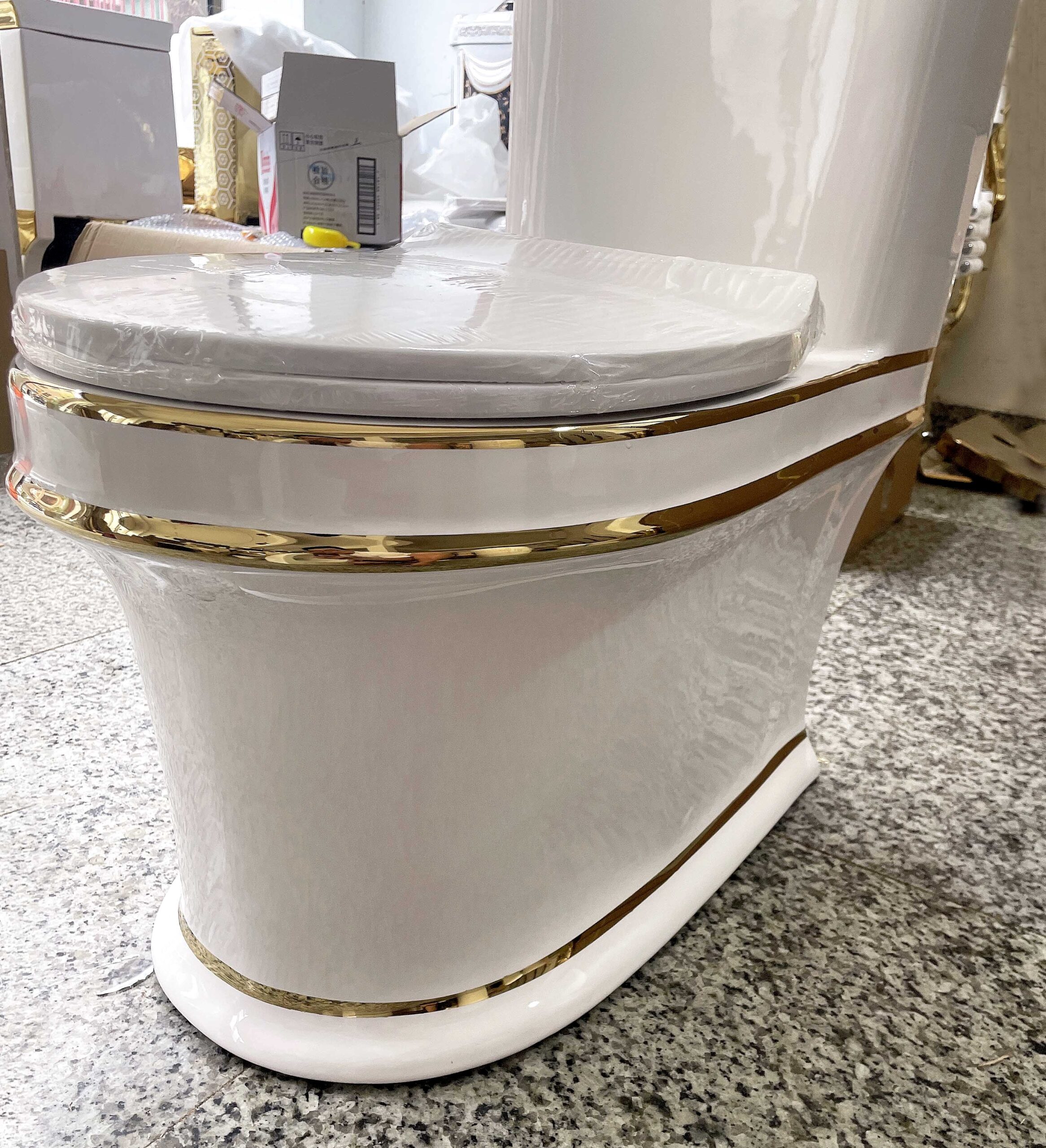 Luxury Toilet With Gold Lines  -  Gold Toilets