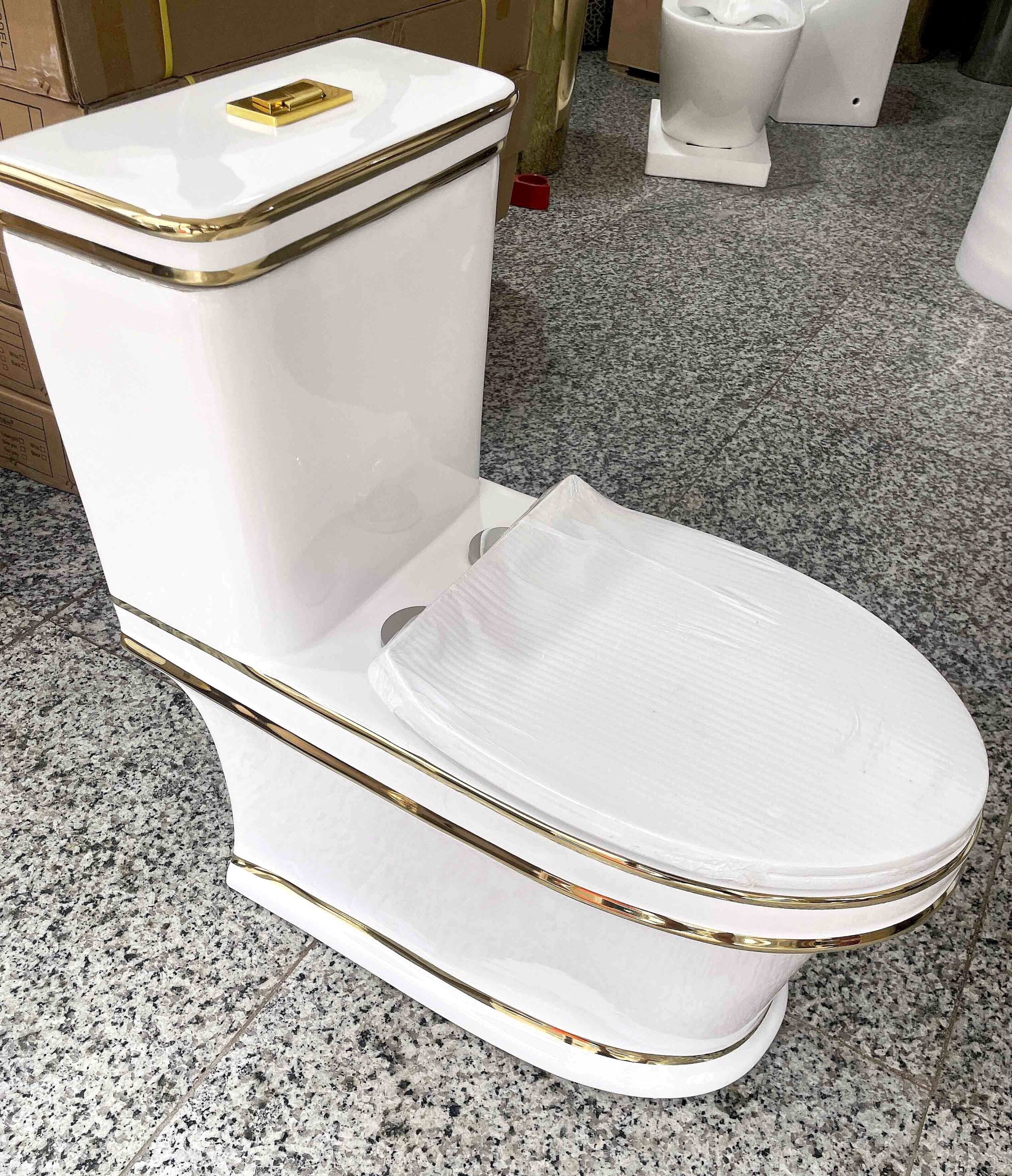 Luxury Toilet With Gold Lines  -  Gold Toilets