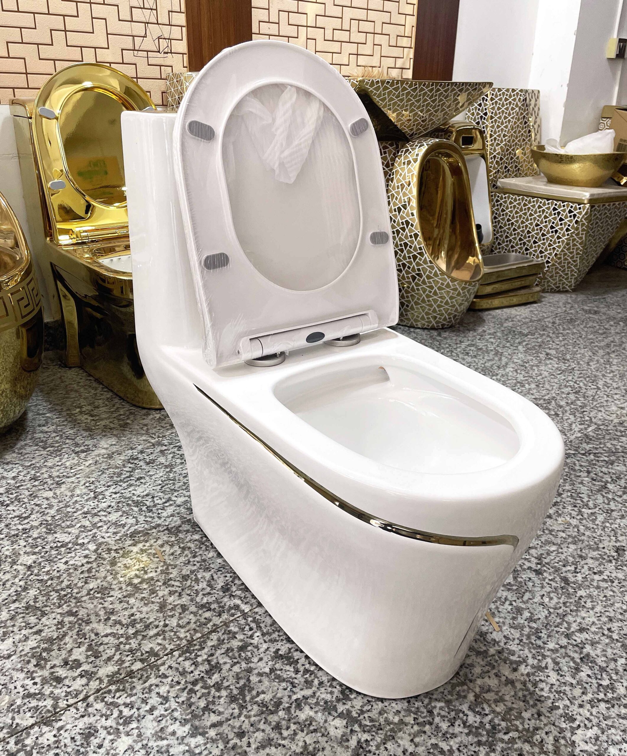 Luxury Toilet With An Elegant Gold Stripe  -  Gold Toilets