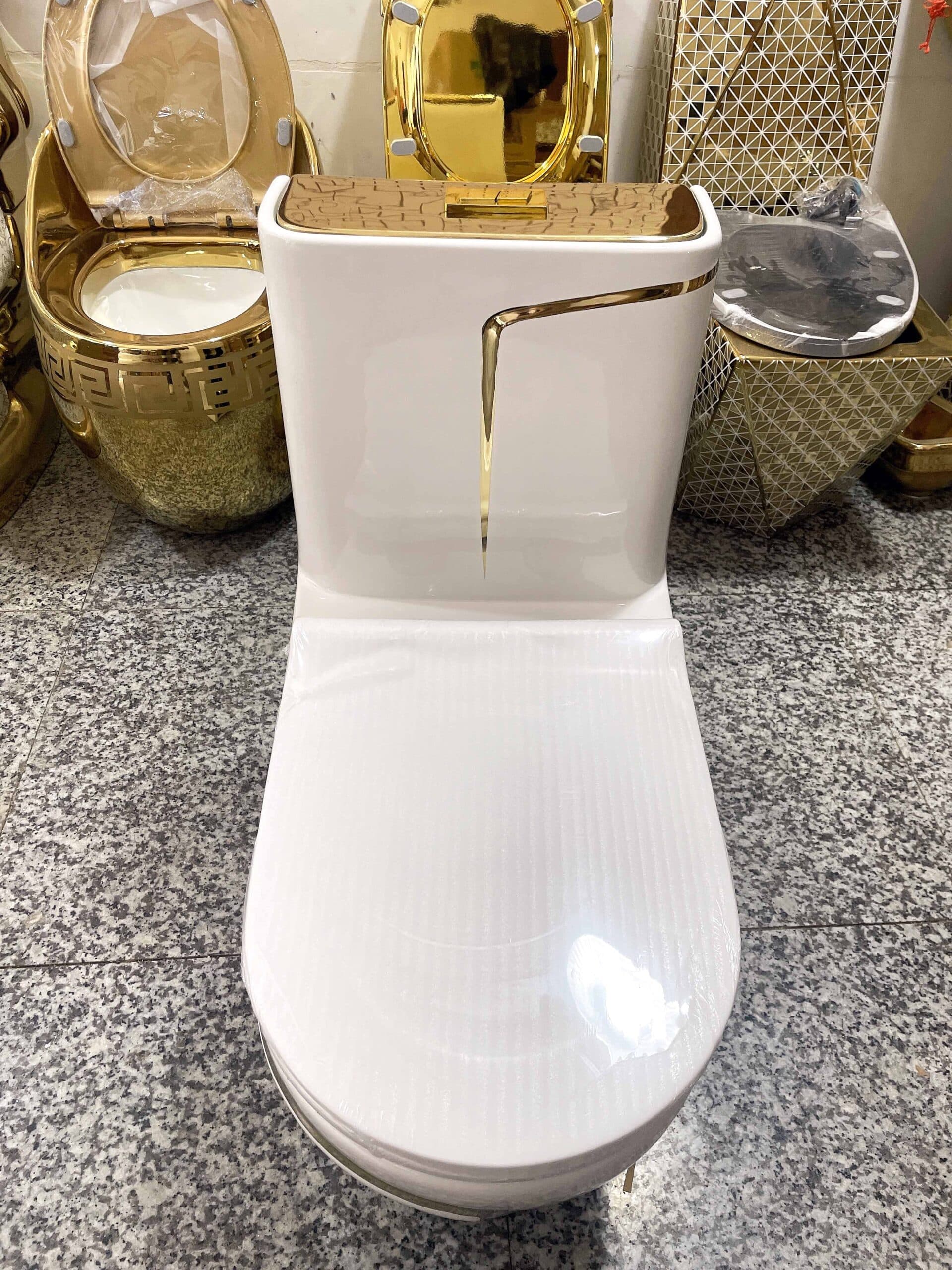 Luxury Toilet With An Elegant Gold Stripe  -  Gold Toilets