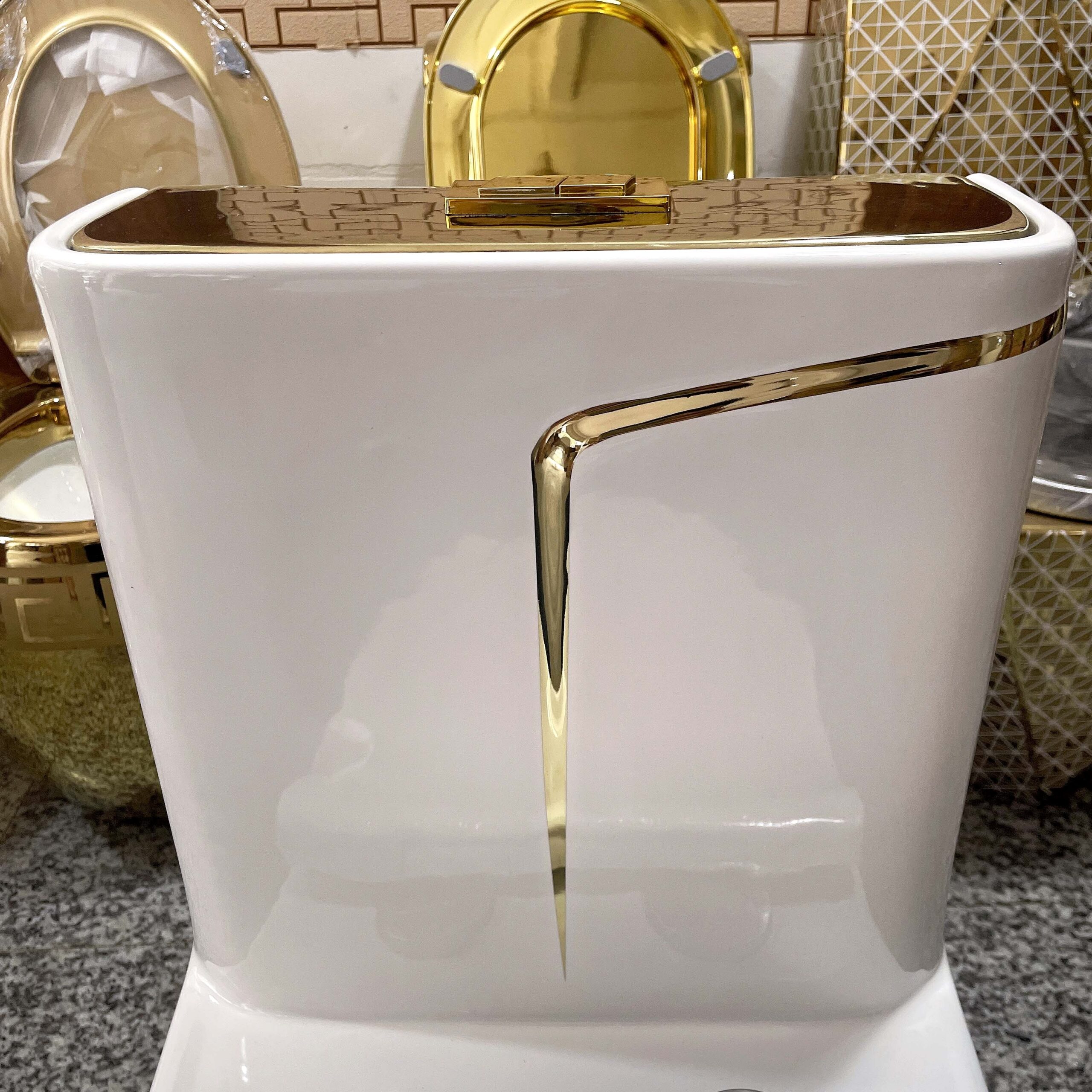 Luxury Toilet With An Elegant Gold Stripe  -  Gold Toilets