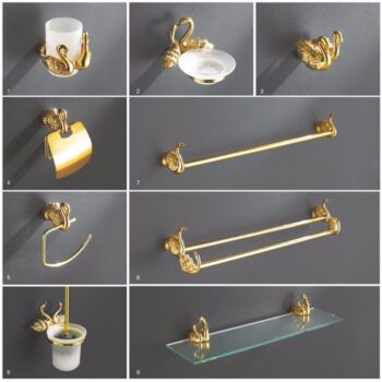 Gold “Swan” Bathroom Set