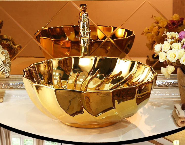 Elegant Gold Bathroom Basin  -  Gold Bathroom Basins