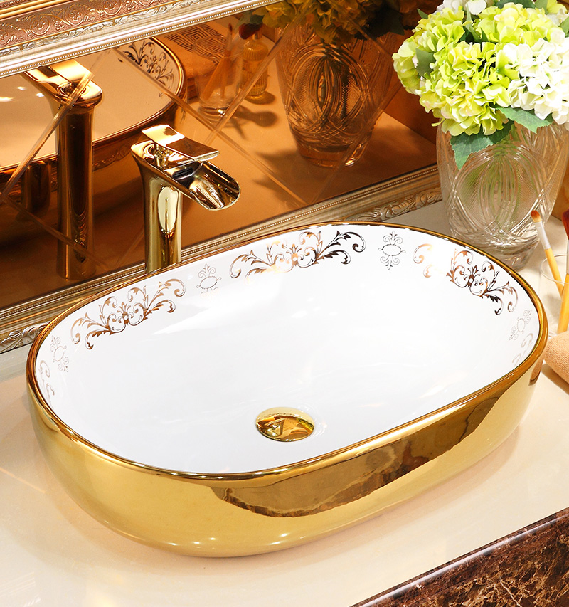 Luxury Oval Gold Bathroom Basin Gold Bathroom Basins