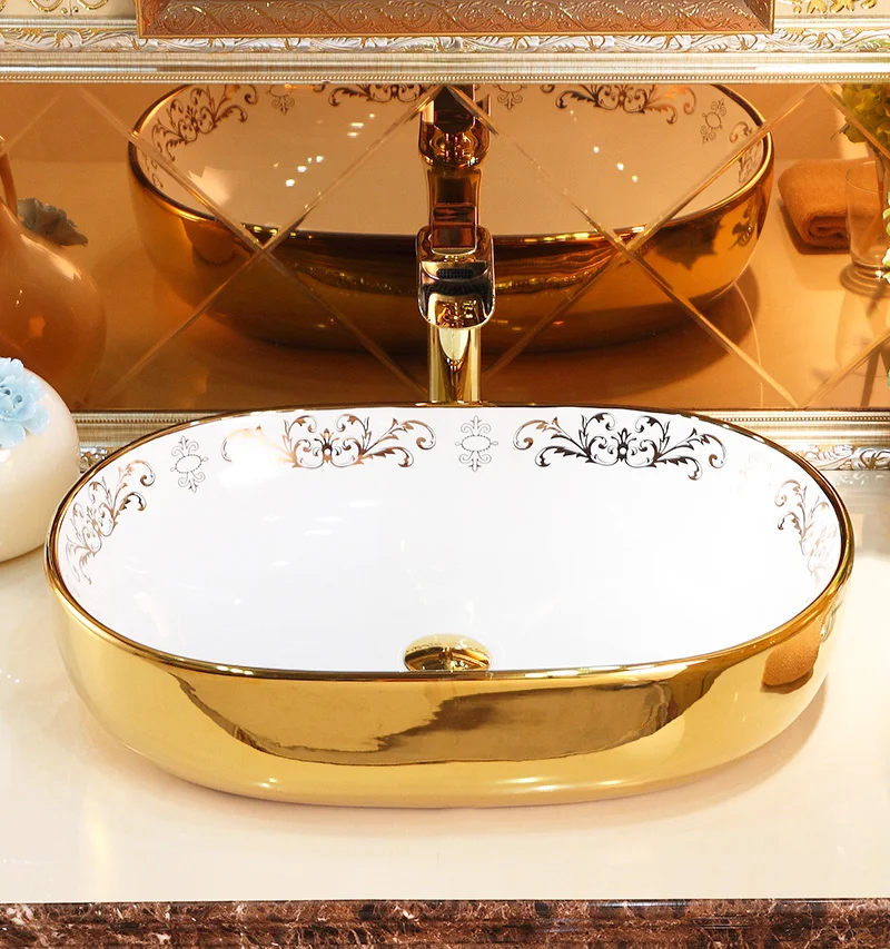 Luxury Oval Gold Bathroom Basin  -  Gold Bathroom Basins