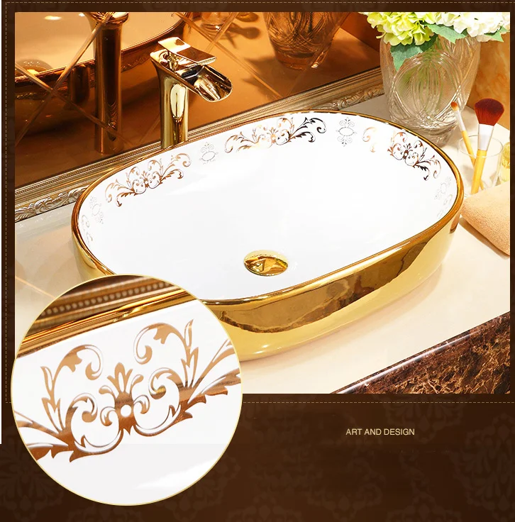 Luxury Oval Gold Bathroom Basin  -  Gold Bathroom Basins