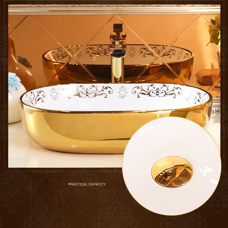 Luxury Oval Gold Bathroom Basin  -  Gold Bathroom Basins