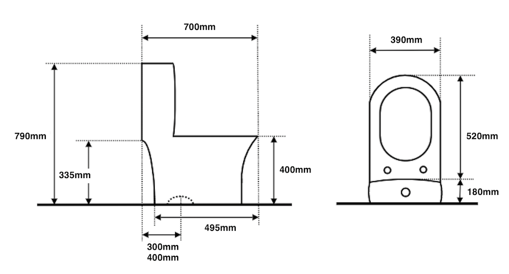 Premium Plain Gold Toilet dimensions