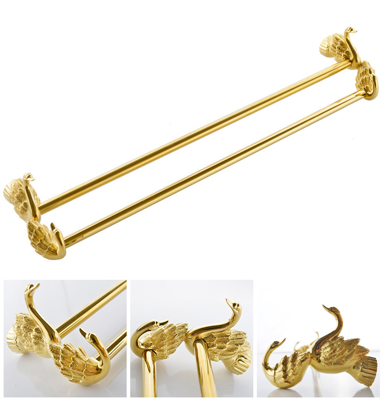 Gold Swan Double Towel Bar Gold Bathroom Accessories