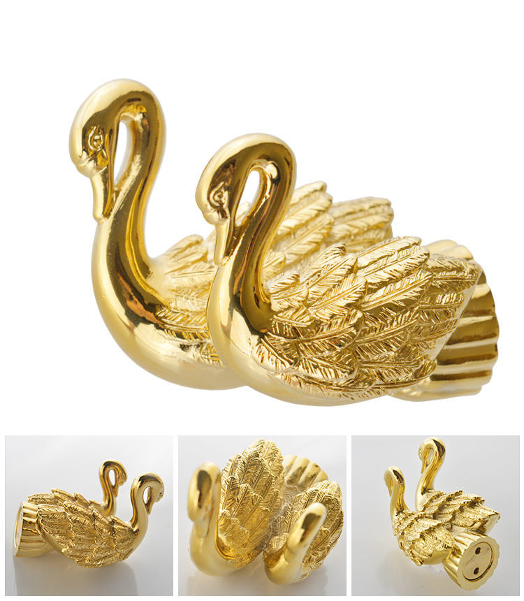 Gold Swan Double Robe Hook Gold Bathroom Accessories