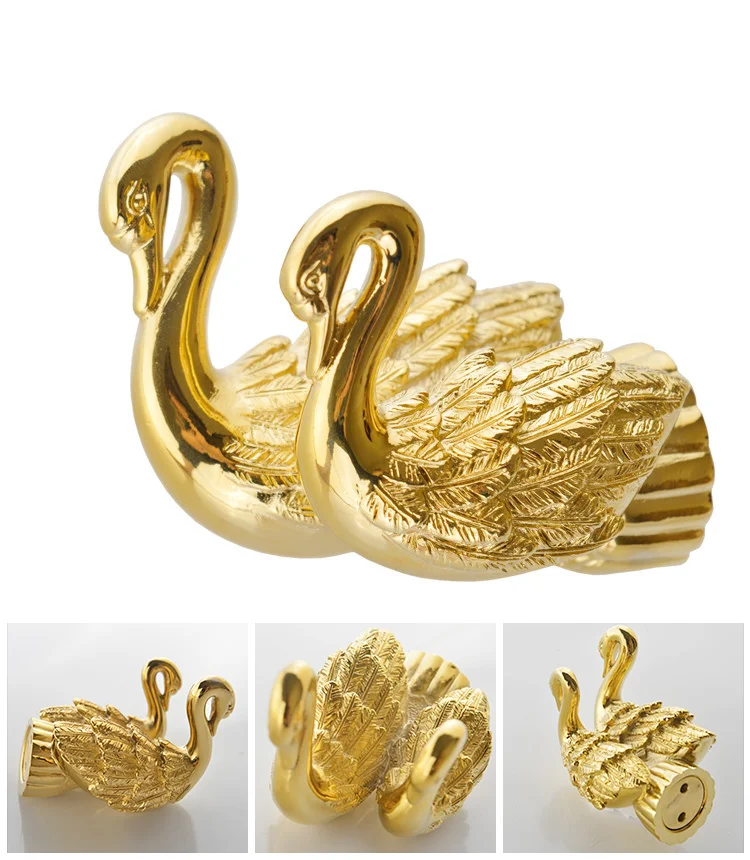 Gold Swan Double Robe Hook  -  Gold Bathroom Accessories