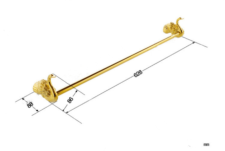 Gold Swan Single Towel Bar  -  Gold Bathroom Accessories
