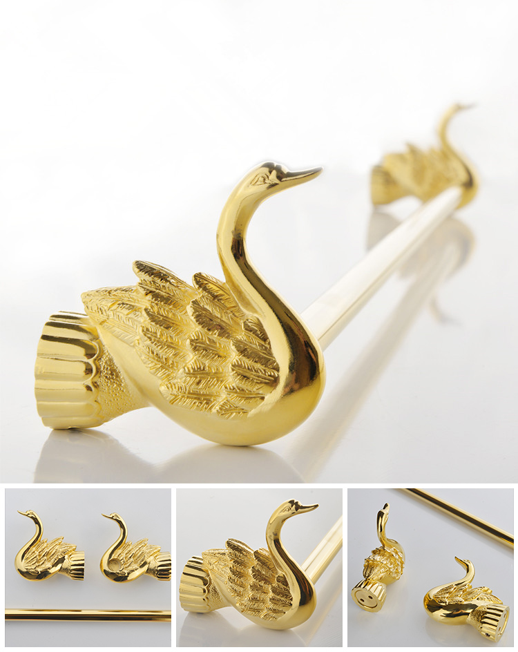 Gold Swan Single Towel Bar  -  Gold Bathroom Accessories