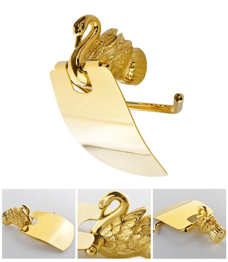 Gold “Swan” Bathroom Set Gold Bathroom Accessory Sets & Collections