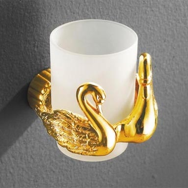Gold Swan Cup & Toothbrush Holder Gold Bathroom Accessories