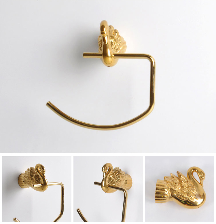 Gold Swan Towel Ring Gold Bathroom Accessories