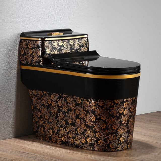 Black And Gold Toilet With Low Profile Water Tank  -  Gold Toilets