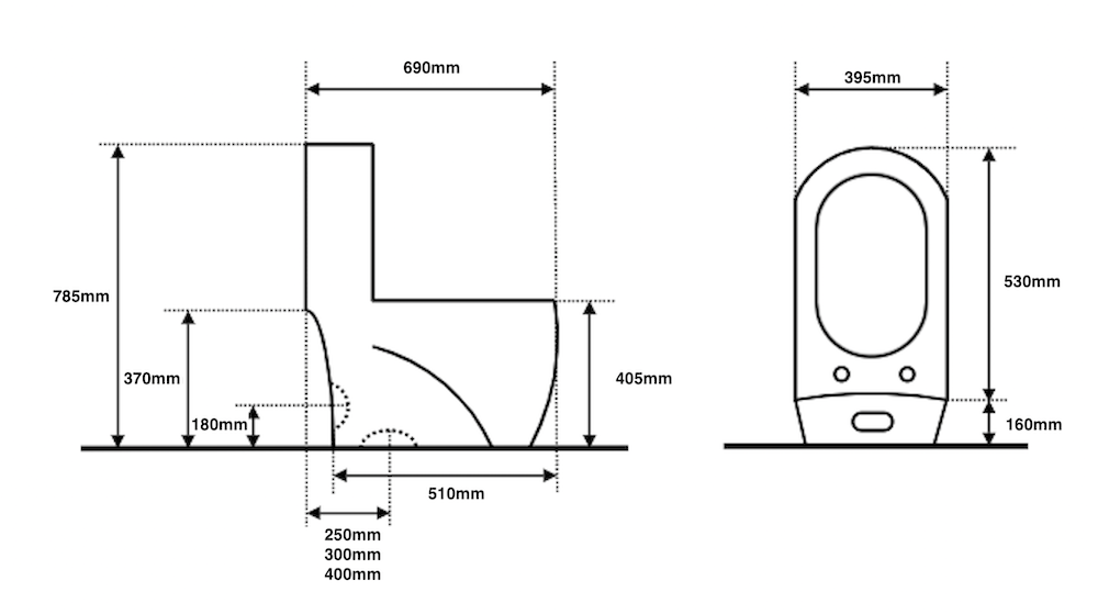 Modern Plain Gold Toilet measurements
