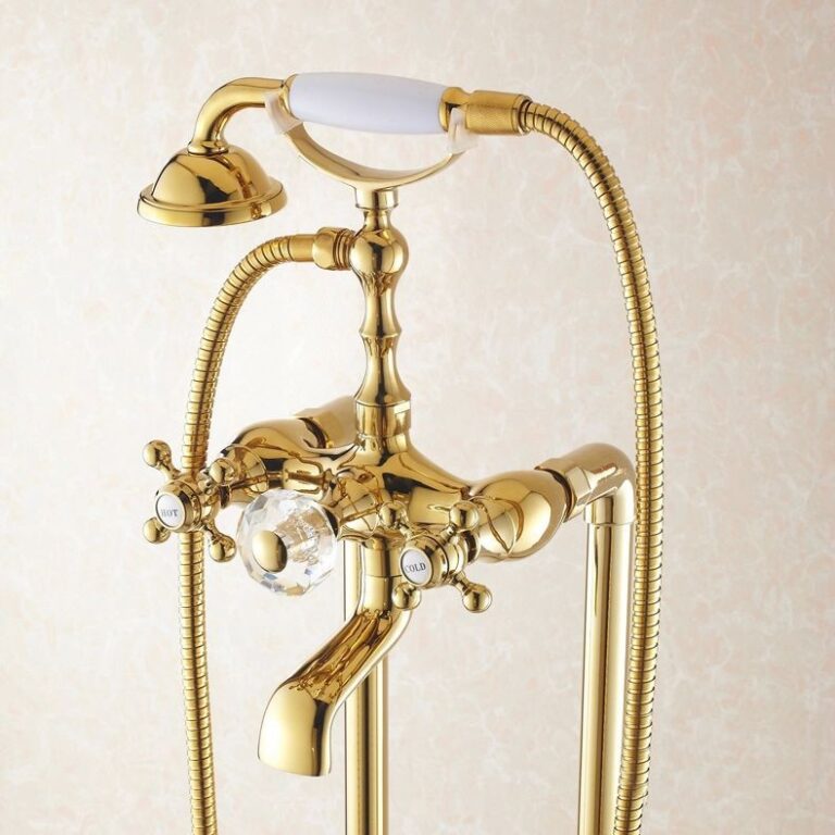 Freestanding Classic Gold Bathtub Faucet And Shower Set Royal