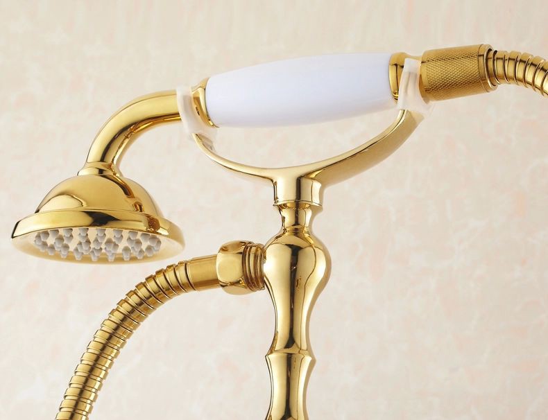 Freestanding Classic Gold Bathtub Faucet And Shower Set Gold Shower Sets & Bathtub Faucets