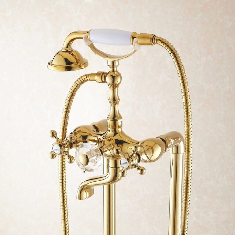 Freestanding Classic Gold Bathtub Faucet And Shower Set - Royal Toiletry Global