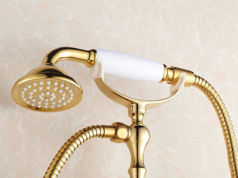 Freestanding Classic Gold Bathtub Faucet And Shower Set Gold Shower Sets & Bathtub Faucets