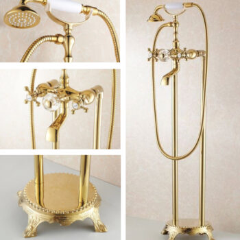 Freestanding Classic Gold Bathtub Faucet And Shower Set