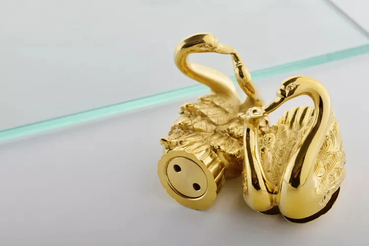 Gold Swan Glass Shelf  -  Gold Bathroom Accessories